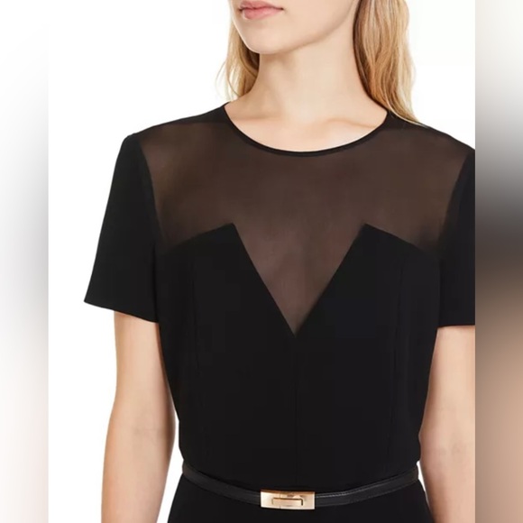 Max Mara Studio Asturie Mixed Media Black Belted Dress size 4 NWT - Picture 3 of 15